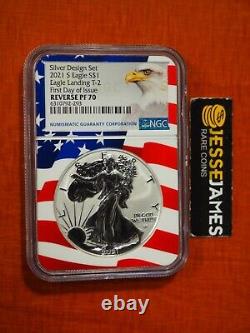 2021 S Reverse Proof Silver Eagle Ngc Pf70 First Day Issue From The Designer Set