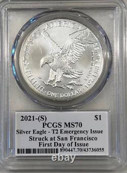 2021 (S) Silver Eagle MASTER DESIGNER T-2 EMERGENCY PCGS MS70 FDOI Damstra