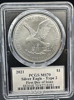 2021-(S) Silver Eagle T-2 PCGS MS70 Mint Emily Damstra First Day