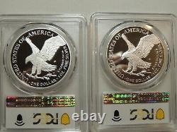 2021 S & W $1 American Silver Eagle Type 2 PR70DCAM PCGS 2 Coins