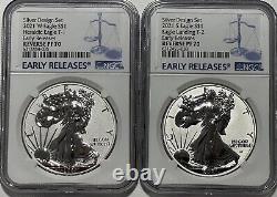 2021 S W $1 NGC PF70 REVERSE PROOF EARLY RELEASE SILVER EAGLE 2pc DESIGNER SET