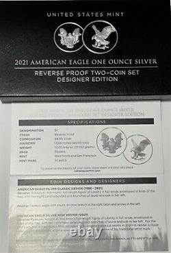 2021 S W $1 NGC PF70 REVERSE PROOF EARLY RELEASE SILVER EAGLE 2pc DESIGNER SET