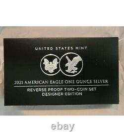 2021 S W REVERSE PROOF SILVER AMERICAN EAGLE two coin DESIGNER SET NGC PF69