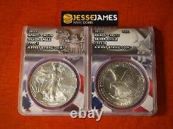2021 Silver Eagle Anacs Ms70 First Strike 2 Coin Set Both Type 1 & Type 2