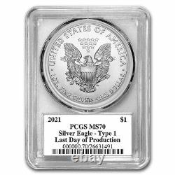 2021 Silver Eagle MS-70 PCGS (T1, Last Day of Production, Black)