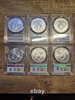 2021 Silver Eagle Set Of W, P, S MS70 PCGS FS & FDOI Coin Mix (6 Coins)
