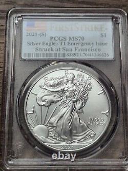 2021 Silver Eagle Set Of W, P, S MS70 PCGS FS & FDOI Coin Mix (6 Coins)
