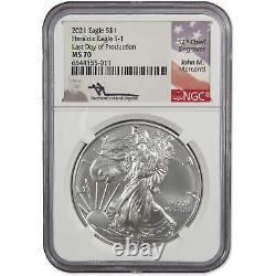 2021 Type 1 & 2 American Silver Eagle 2 Coin Set MS70 NGC SKUOPC11