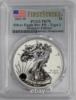 2021 WS $1 Silver Eagle Rev Proof 2-Coin Designer Edition Set PCGS PR70 FS