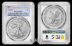 2021 W $1 Burnished Silver Eagle Type 2 PCGS SP70 First Day of Issue Flag Label