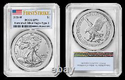 2021 W $1 Burnished Silver Eagle Type 2 PCGS SP70 First Strike Flag Label