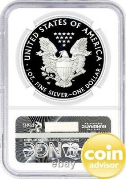 2021 W $1 Proof Silver Eagle NGC PF70 UCAM FDOI First Day of Issue Mercanti