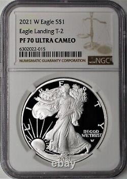 2021 W $1 Proof Silver Eagle Type 2 NGC PF70 Ultra Cameo Brown Label