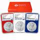 2021 (W) $1 Type 1 American Silver Eagle 3pc. Set NGC MS70 Blue ER Label Red Whi
