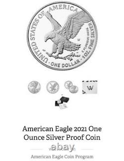2021 W American Eagle 1oz Silver Proof Reverse Type 2 READ DESCRIPTION