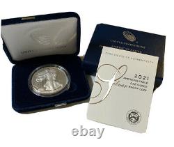 2021-W American Eagle One Ounce 99.9% Silver Proof TYPE 1 Coin OGP & COA 21EA