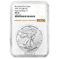 2021-W Burnished $1 Type 2 American Silver Eagle NGC MS69 Brown Label
