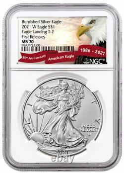 2021 W Burnished American Silver Eagle Type 2 NGC MS70 FR Eagle Label