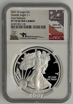 2021 W HERALDIC EAGLE T-1 EARLY RELEASES NGC PF70 Ultra Cameo Signed J Mercanti