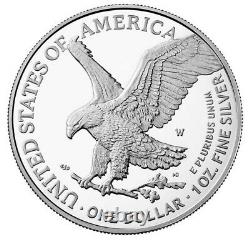 2021 W Proof Silver Eagle, Heraldic T-2, Purchased Directly From Us Mint