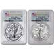 2021-(W) Set of 2 $1 American Silver Eagles Type 1 Type 2 PCGS MS70 First Strike