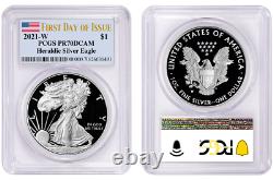 2021 W Silver American Eagle $1 Heraldic Pcgs Pr70dcam First Day Of Issue Ogp