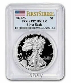 2021 W Silver American Eagle $1 Pcgs Pr70 Dcam