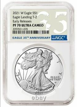 2021 W Silver Eagle Type 2 Eagle Landing Ngc Pf70 Er 35th Aniv. Presale