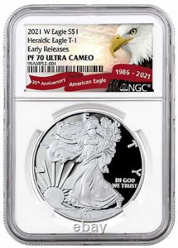 2021 W Silver Proof American Eagle NGC PF70 UC ER Exclusive Eagle Label PRESALE