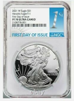 2021 W Type 1 American Silver Eagle First Day of Issue NGC PF70UCAM PR70 PRESALE