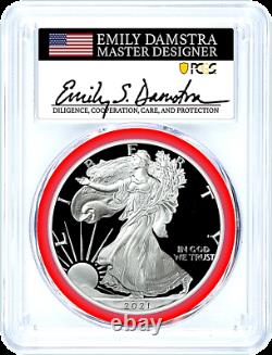 2021-s Advanced Release Proof Silver Eagle-pcgs Pr70-type 2-emily Damstra