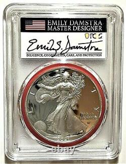 2021-s Advanced Release Proof Silver Eagle-pcgs Pr70-type 2-emily Damstra