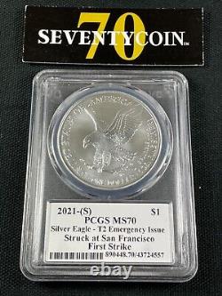 2021-(s) American Silver Eagle Pcgs Ms70 Emergency Issue Type 2 Damstra
