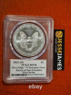 2021 (s) Silver Eagle Pcgs Ms70 Fs Cleveland Struck At San Francisco Emergency