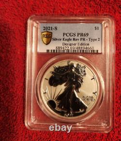 2021 s reverse proof silver eagle PCGS PR 69