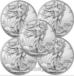 2022 $1 American Silver Eagle 1oz Dollar 5 coins