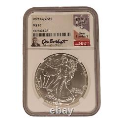 2022 American Eagle Silver $1 Dollar NGC MS 70 Don Everhart Signed Flag 5A