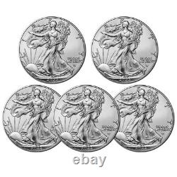 2022 American Silver Eagle 1 oz $1 BU 5 Coins