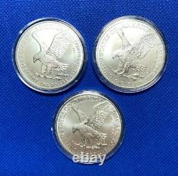 2022 American Silver Eagle (3) Coins Uncirculated Shipped In A Needed Capsule