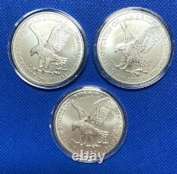 2022 American Silver Eagle (3) Coins Uncirculated Shipped In A Needed Capsule