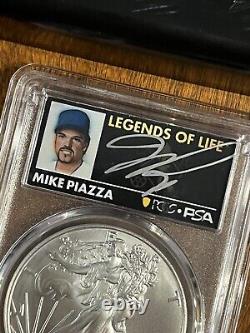2022 American Silver Eagle PCGS MS70 Legends Of Life Mike Piazza MLB FDOI