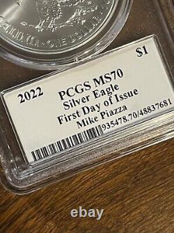 2022 American Silver Eagle PCGS MS70 Legends Of Life Mike Piazza MLB FDOI