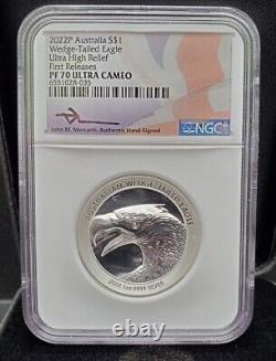 2022 P $1 Australia Wedge-Tailed Eagle UHR NGC PF 70 Ultra Cameo-Mercanti signed