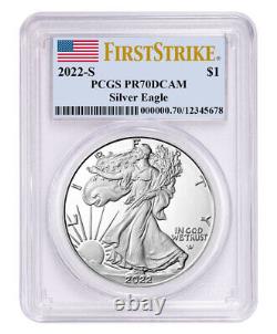 2022 S $1 Proof American Silver Eagle PCGS PF70 DCAM FS First Strike Flag Label