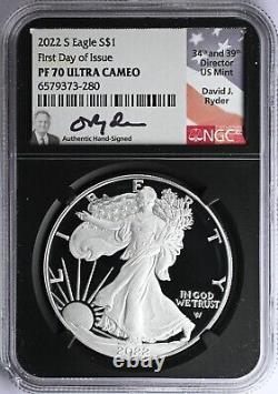 2022-S Silver Eagle NGC PF 70 UCAM First Day of Issue David Ryder Signed