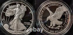 2022 Silver Eagle Set 2022-W Proof, 2022-S Proof, 2022-W Burnished Unc, with OGP