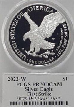 2022 Silver Eagle? Top Pop 528? Damstra Signed? Pcgs Pr70 First Strike