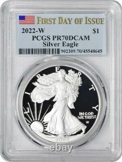 2022-W $1 American Silver Eagle PR70DCAM First Day of Issue PCGS