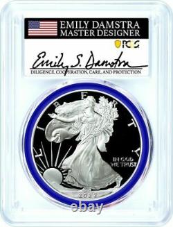 2022 W $1 Proof Silver Eagle PCGS PR70 DCAM Advanced Release Damstra Signed