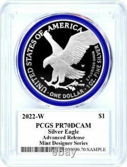 2022 W $1 Proof Silver Eagle PCGS PR70 DCAM Advanced Release Damstra Signed